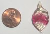 1 30x16mm Two Tone Light Yellow/Dark Pink Lampwork Leaf Pendant